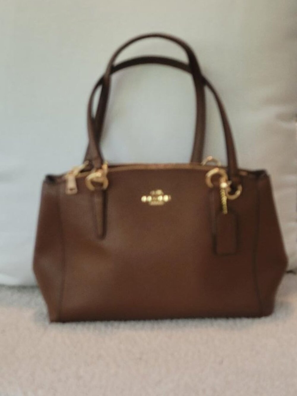 Coach Small Christie Carryall in Cross-Grain Leather Color is "Saddle 2" NWT - Picture 3 of 12